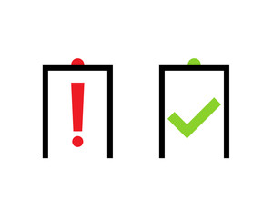 Airport metal detector frame sign. Clipart image isolated on white background