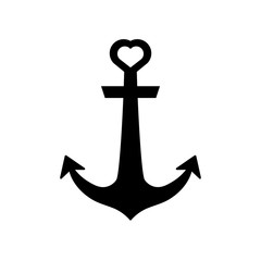 Anchor cross heart sign. Clipart image isolated on white background
