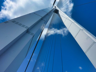 Fototapeta premium Most, dźwigar mostowy, niebo, architektura, niebieski, abstrakcyjny, chmura, biały