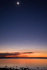 Fototapeta na wymiar The Last days of evening star Venus here in a line with Mercury and Moon it turns into morning star in June 2020
