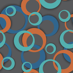 Circle rings geometric seamless pattern, round shapes