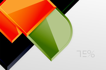 Glossy glass squares with round elements geometric composition. Abstract geometric background with 3d effect composition For Wallpaper, Banner, Background, Card, Book Illustration, landing page