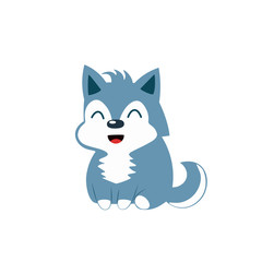 Cute kawaii husky icon. Clipart image isolated on white background