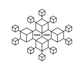 blockchain icon like thin line boxes