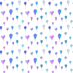 pattern balloons design abstractions for pritning, handmade by roller pen, balloons texture made by watercolor paints.