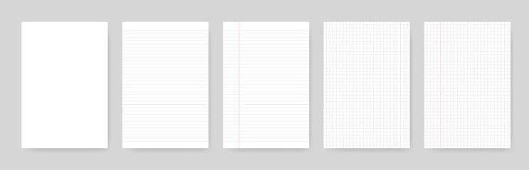Set of realistic notepad paper with line. Realistic blank sheets. Vector