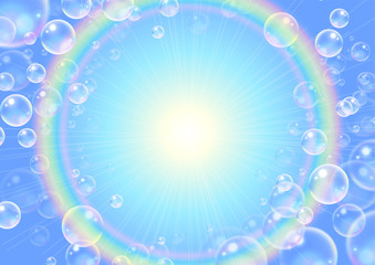 虹とシャボンの抽象背景