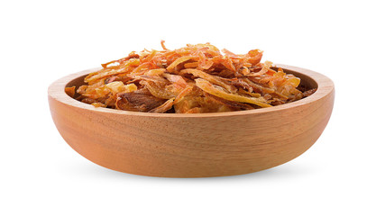 Fried onions isolated on a white background