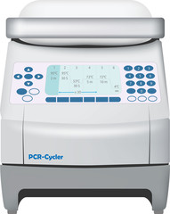Thermal cycler for DNA amplification by Polymerase Chain Reaction, PCR - obrazy, fototapety, plakaty