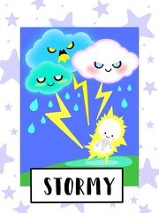 Stormy Weather Flashcards collection for preschool kid learning English vocabulary 
