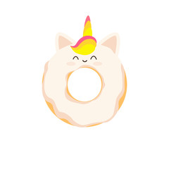 Donut unicorn icon. Clipart image isolated on white background