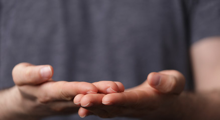 a empty hand from a man isolated