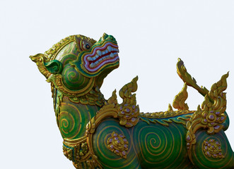 Naklejka premium Himmapan animal sculpture on white background. 