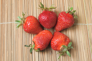 strawberries on a wooden table