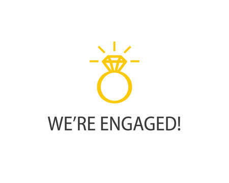 We're engaged poster. Clipart image isolated on white background