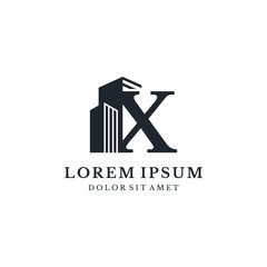 Building With Letter X Monogram Logo Design
