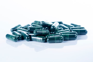 Spirulina capsules food suplement