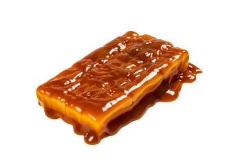 Tasty caramel candy isolated on white background.