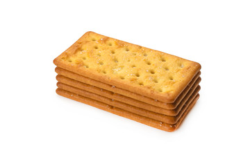 Cracker with salt isolated on white.