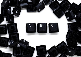 ABC word of Black keyboard button isolated on white background