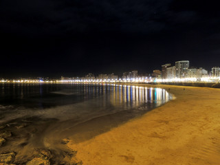 Night at the San Lorenzo Beach, Gijón. Asturias. Spain
