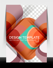 Business annual report brochure template, A4 size covers created with geometric modern patterns