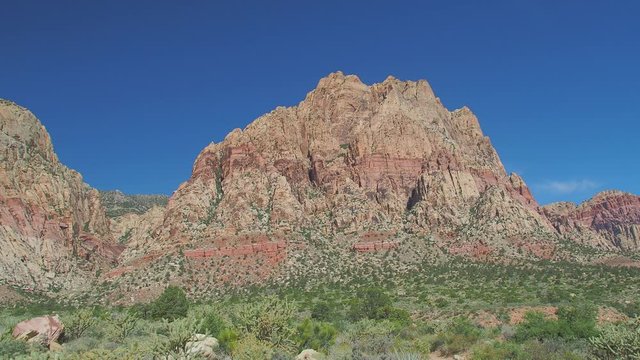 Sunny view of the beautiful Bridge Mountain in Red Rock Canyon area