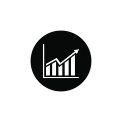 Icon of economic growth, falling economy, white color on a black circle, vector illustration
