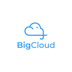 Head Elephant Cloud Mammal Animal Wildlife Sky Simple Mascot Vector Logo Design