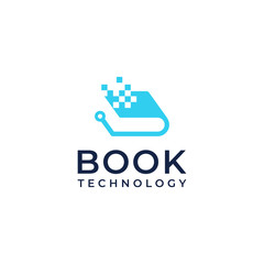 Book Technology Digital Pixel Square Modern Network Simple Vector Logo Design