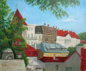 Houses in Tallinn. old town, oil Paintings