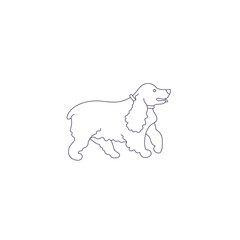 Funny line style icon of english cocker spaniel dog for different design.