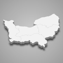 Normandy 3d map region of France Template for your design
