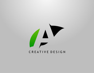 Obraz premium A Letter Logo. Modern Abstract of Hidden A With Simple Leave Shape. Eco Nature Concept Design.