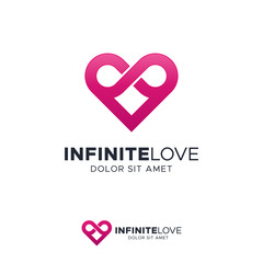 Heart Love with Infinity Logo Vector Design Template