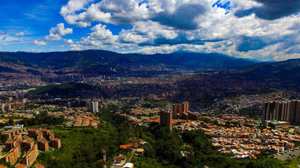Fototapeta na wymiar Panoramic view of the city of Medellin from the mountains of the west, Medellin, Antioquia, Colombia.