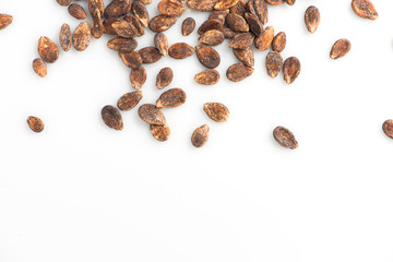 Obraz premium watermelon seeds. seeds close-up. seeds on a white background