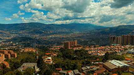 Panoramic view of the city of Medellin from the mountains of the west, Medellin, Antioquia, Colombia.