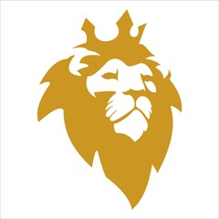 Obraz premium King Lion Head Logo Template, Strong Glare Lion Face. Elegant Design Badge, Sticker, Icon, Emblem, Logo designs 