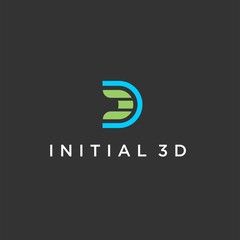 initial 3d logo,flat d3 vector,with abstract monogram concept illustration