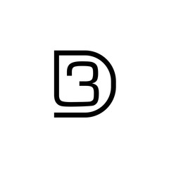 3d  d3 logo design vector template