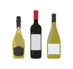 sparkling wine bottle vector set