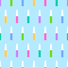 Obraz premium Seamless pattern from ampoules with colored liquid inside