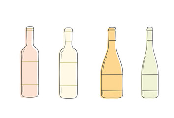 sparkling wine bottle vector set