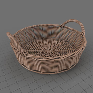 Round wicker basket with handles