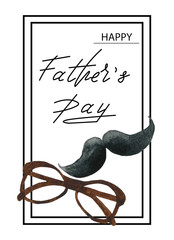 Greeting card for father's day, watercolor, hand-drawing