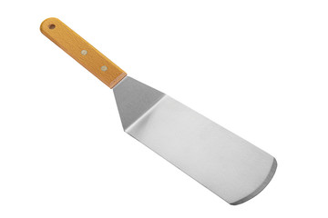 Barbecue and grill tools set on White Background, spatula blade scraper bottle tongs hook