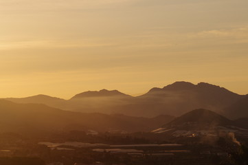 Colofour sunset in the Sierra Bernia , Altea, Spain.