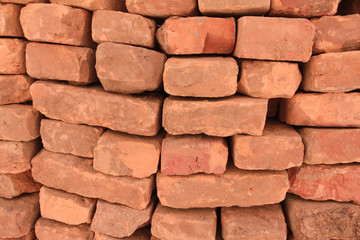 Wall texture of red bricks