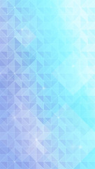 Abstract background of turquoise, light blue and purple triangles. Full frame triangular shape geometric background for business card, banner, website or template. Copy space.